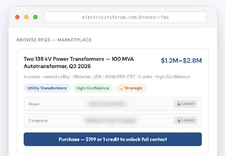 Electricity Forum RFQ Marketplace