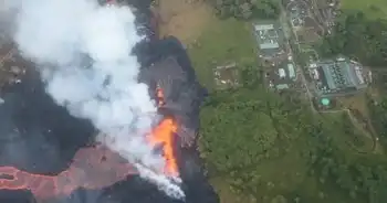 lava spills near geothermal plant